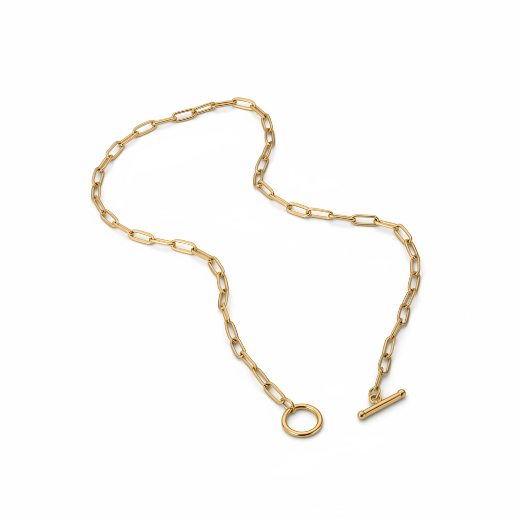 18K gold-plated link choker necklace in stainless steel – product photo