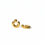 Side view of Smooth Chunky Hoop Earrings – 18K PVD Gold Plated – OMON