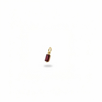 deep-red baguette-cut charm with gold frame.