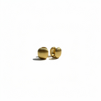 Square ribbed huggie earrings in 18K gold-plated stainless steel on white background