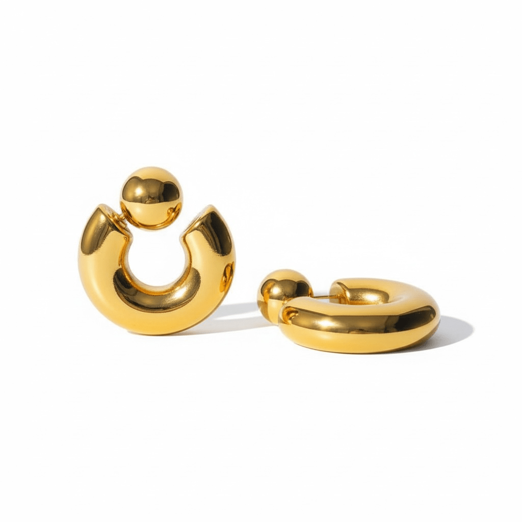 Chunky Hoop Earrings open hoop side view on white background