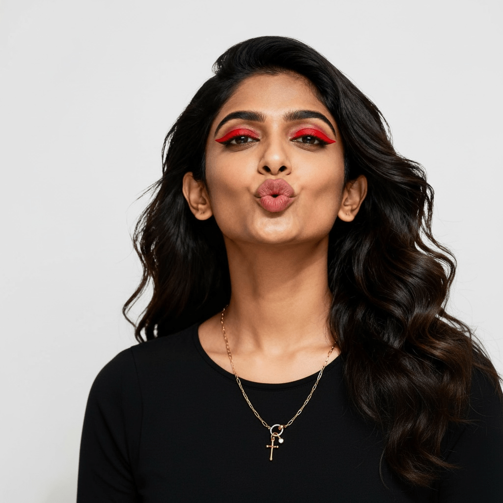 Cross Charm Link Necklace with Zircon in 18K Gold - Plated Steel - OMŌN