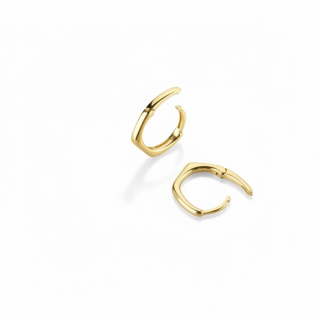 Freshwater Pearl Drop Stainless Steel Hoop Earrings 925 Silver, 18 Gold plated - OMON