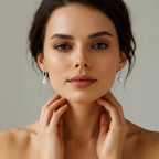 Freshwater Pearl Drop Stainless Steel Hoop Earrings 925 Silver, 18 Gold plated - OMON