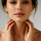 Freshwater Pearl Drop Stainless Steel Hoop Earrings 925 Silver, 18 Gold plated - OMON