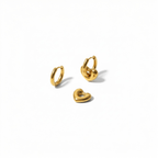 Heart Charm Hoop Earrings 14K Gold PVD Plated - OMON