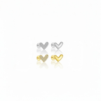 Heart stud earrings sterling silver front view pair