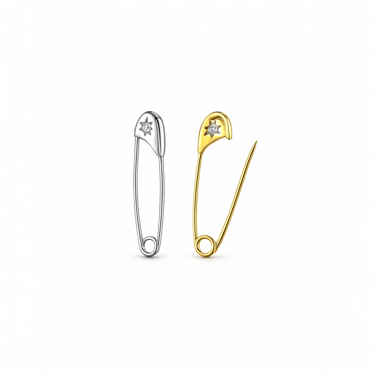 Minimal 3 - in - 1 Pin · Earring · Pendant – 925 Silver CZ Zircon Diamond , 18K Gold plated, Platinum plated - OMON