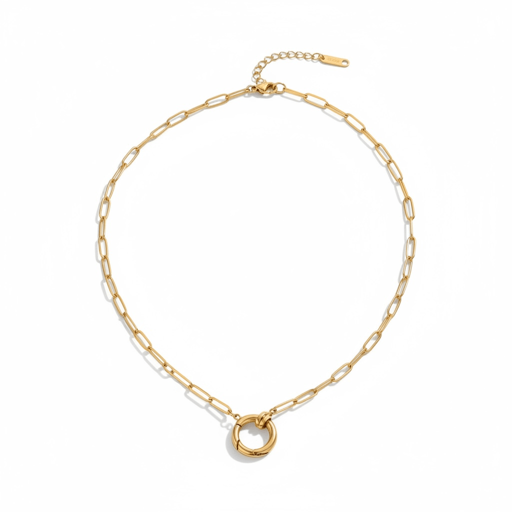 O - Ring Paperclip Chain Necklace in 18K Gold - Plated Stainless Steel - OMŌN