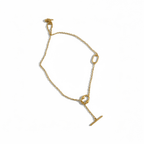 Warm gold tone chain necklace with oval pendant drop - OMŌN om model