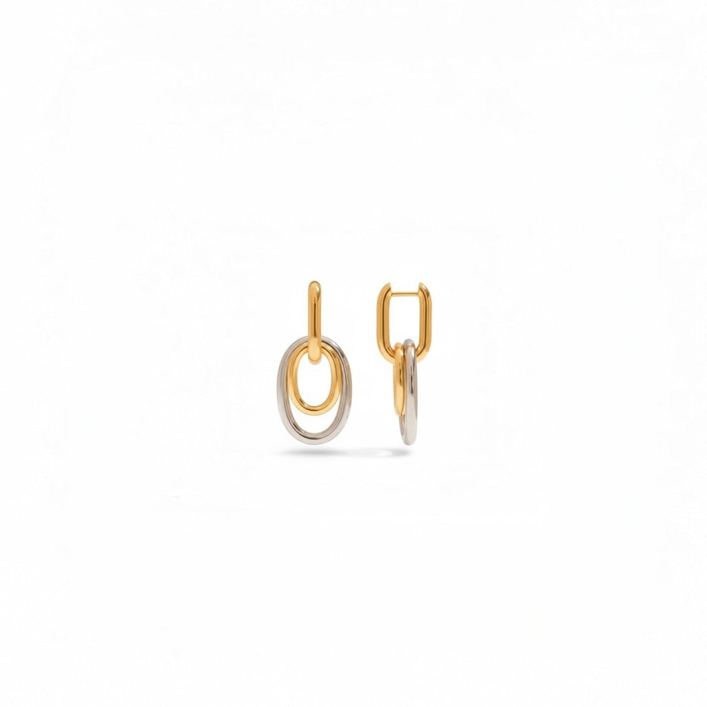 Oval Link Hoops 18K Gold-Plated earrings featuring oval-link drop detail in stainless steel.
