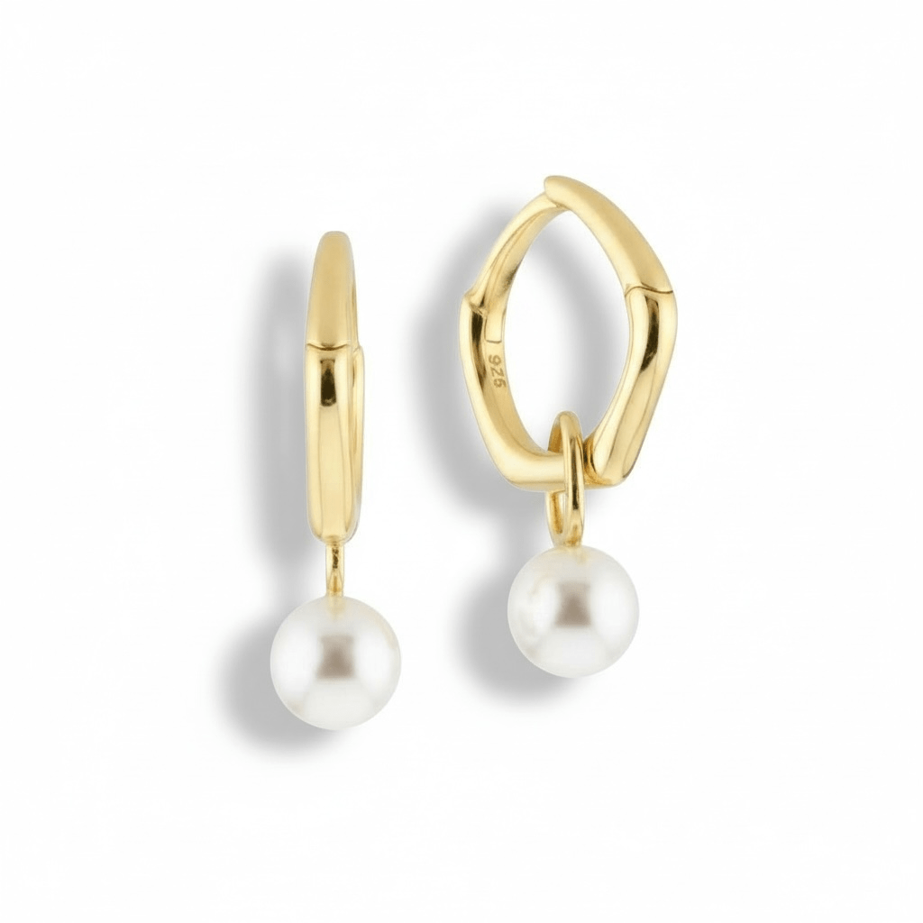 Pearl Drop Hoop Earrings - OMŌN