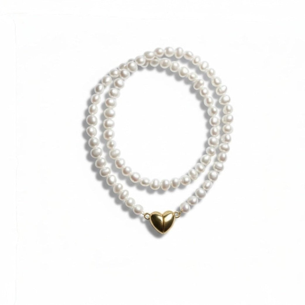 Pearl Heart Clasp Necklace — 18K Gold - Plated - OMŌN