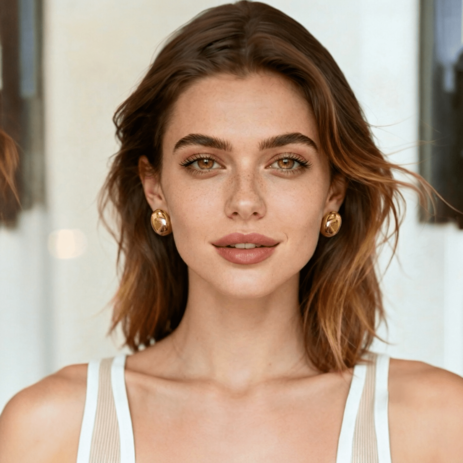 Sculpted Egg Dome 18K Gold Plated Stainless Steel Stud Earrings - OMON