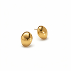 Sculpted Egg Dome 18K Gold Plated Stainless Steel Stud Earrings - OMON