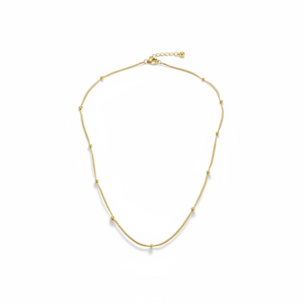 Soft Glow Beaded Chain Necklace 18k Gold Plated - OMON