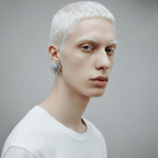 Sunburst earrings with rotating back piece – close-up