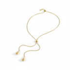 Teardrop Lariat Necklace in 18K Gold - Plated Steel - OMŌN