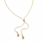 Teardrop Lariat Necklace in 18K Gold - Plated Steel - OMŌN