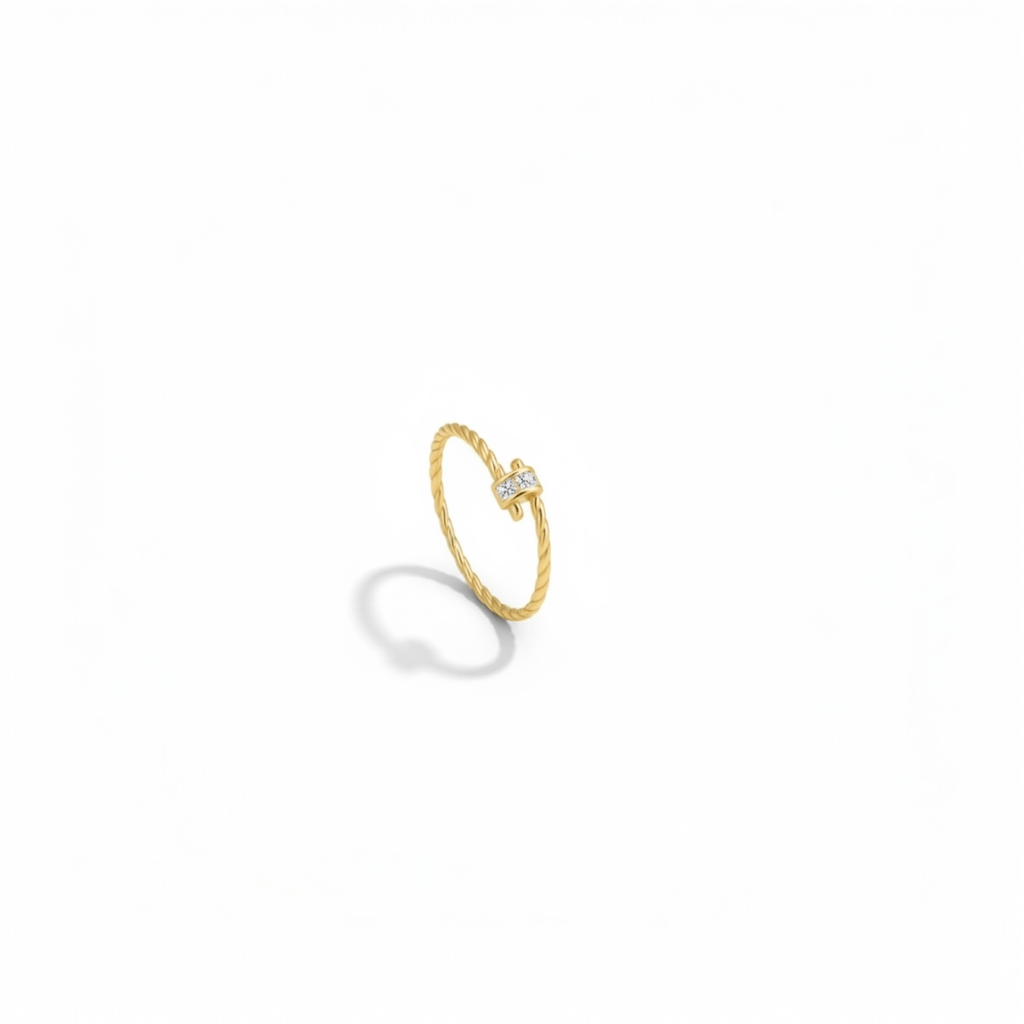 Twisted Rope CZ Ring gold tone product view